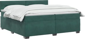 vidaXL Κρεβάτι box spring με στρώμα Σκούρο Πράσινο 200 x 200 cm
