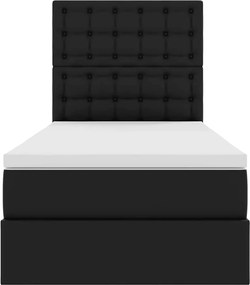 vidaXL Κρεβάτι Αποθήκης με στρώμα Μαύρο 100 x 200 cm Τεχνητό Δέρμα