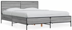 vidaXL Πλαίσιο Κρεβατιού Γκρι Sonoma 120 x 190εκ. Επεξ. Ξύλο & Μέταλλο