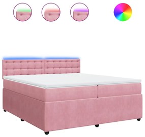 vidaXL Κρεβάτι Boxspring με Στρώμα Ροζ 200x200 εκ. Βελούδινο