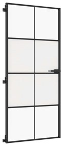 vidaXL Εσωτερική Πόρτα Μαύρη 93 x 201,5 εκ. Ψημένο Γυαλί &amp; Αλουμίνιο