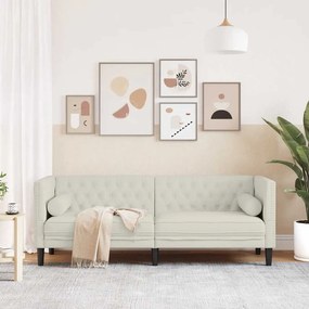 vidaXL Καναπές Διθέσιος Chesterfield με Στηρίγματα Κρεμ Βελούδο