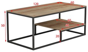 Τραπέζι σαλονιού Tondo pakoworld γκρι μαρμάρου-ανθρακί 120x60x50εκ - Μελαμίνη - 230-000004