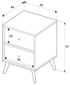 Κομοδίνο Terra Megapap χρώμα florida oak 44x44x61εκ.