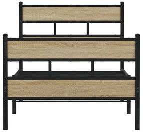 vidaXL Σκελετός Κρεβ. Χωρίς Στρώμα Sonoma Δρυς 100x200 εκ. Μεταλλικό