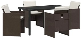 vidaXL Σέτ φαγητού για κήπο 5 pcs Καφέ συνθετικό ρατάν