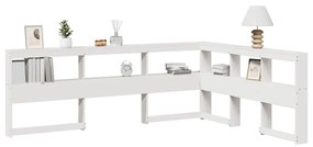 βιβλιοθήκη κεφαλάρι σε σχήμα L Λευκό 140 εκ. Ξύλο Πεύκου