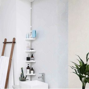 Πτυσσόμενη Γωνιακή Ραφιέρα Μπάνιου Πλαστική 4 Θέσεων 260cm