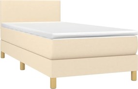 vidaXL Κρεβάτι Boxspring με Στρώμα &amp; LED Κρεμ 100x200 εκ. Υφασμάτινο
