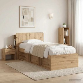 vidaXL Κρεβάτι με Κεφαλάρι Artisan Δρυς 100 cm Επεξεργασμένο Ξύλο