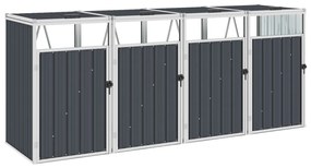 vidaXL Πλαίσιο Τετραπλό για Κάδους Ανθρακί 286 x 81 x 121 εκ. Ατσάλινο