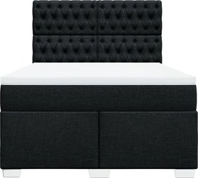 vidaXL Κρεβάτι Boxspring με Στρώμα Μαύρο 140x190 εκ. Υφασμάτινο