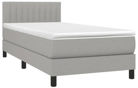 vidaXL Κρεβάτι Boxspring με Στρώμα Ανοιχτό Γκρι 100x200 εκ. Υφασμάτινο