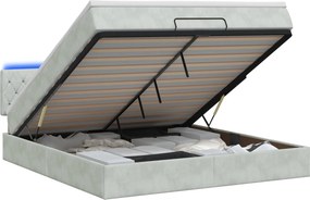 VidaXL Κρεβάτι Ottoman με Στρώμα και LED Ανοιχτό γκρι 180 x 200 cm