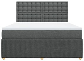 Κρεβάτι Boxspring με Στρώμα Σκούρο Γκρι 180x200 εκ Υφασμάτιν - Γκρι