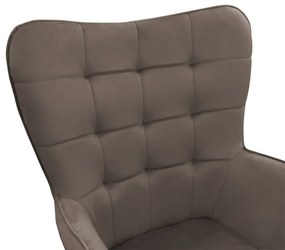 Πολυθρόνα Maddison με υποπόδιο-μαξιλάρι pakoworld βελούδο καφέ-φυσικό 68x72x98εκ
