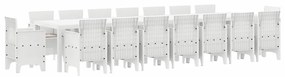 vidaXL Σέτ φαγητού για κήπο 17 pcs Λευκό Rattan Polt