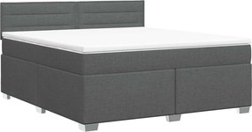 vidaXL Κρεβάτι box spring με στρώμα Σκούρο Γκρι 140 x 200 cm Ύφασμα