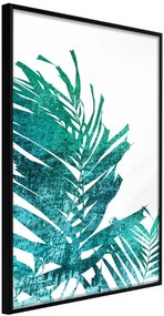 Αφίσα - Teal Palm on White Background - 40x60 - Μαύρο - Χωρίς πασπαρτού