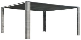 vidaXL Κιόσκι με Συρόμενη Οροφή Γκρι/Ανθρακί 4 x 4 x 2 μ. Συνθ. Ρατάν