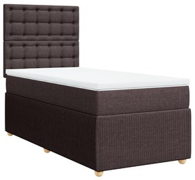 vidaXL Κρεβάτι Boxspring με Στρώμα Σκούρο Καφέ 90x200 εκ. Υφασμάτινο