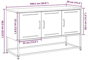 Έπιπλο Τηλεόρασης Πράσινο Λαδί 100,5x39x60,5 εκ. από Ατσάλι - Πράσινο