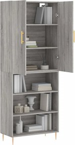 vidaXL Ντουλάπι Γκρι Sonoma 69,5 x 34 x 180 εκ. Επεξεργασμένο Ξύλο