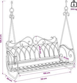 vidaXL Πάγκος Κούνια Ατσάλι 112 x 60 x 126,5 εκ. Αντίκες Λευκό