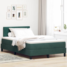 vidaXL Κρεβάτι Box Spring με στρώμα σκοτεινού πράσινου χρώματος 120x200 εκ. Βελούδο