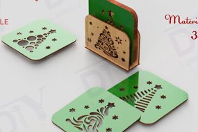 Intra απο ξύλο plywood 3mm-4mm πάχος Χριστουγεννιάτικο σουβέρ για κύπελλα 6 τμχ Δίασταση 15x15 cm INTRAFABR-109614842