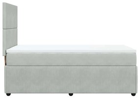 vidaXL Κρεβάτι Boxspring με Στρώμα Ανοιχτό Γκρι 90x190 εκ. Βελούδινο