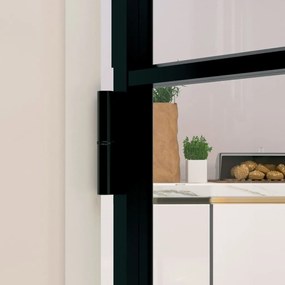 Εσωτερική Πόρτα 76x201,5 εκ. Ψημένο Γυαλί και  Λεπτό Αλουμίνιο - Μαύρο