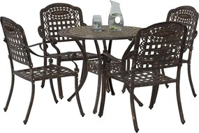 vidaXL Σέτ φαγητού για κήπο 5 pcs Μπρονζέ Αλουμίνιο