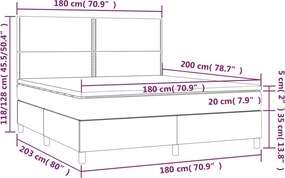 vidaXL Κρεβάτι Boxspring με Στρώμα Μπλε 180x200 εκ. Υφασμάτινο