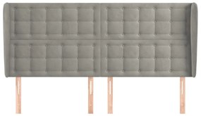 Κεφαλάρι με Πτερύγια Ανοιχτό Γκρι 163x23x118/128 εκ. Βελούδινο - Γκρι