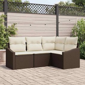 vidaXL Σετ Καναπέ με μαξιλάρι 4 pcs Καφέ συνθετικό ρατάν