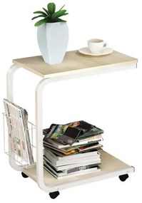 Βοηθητικό Τραπεζάκι LAP Steel Άσπρο/Maple 51x30x56cm