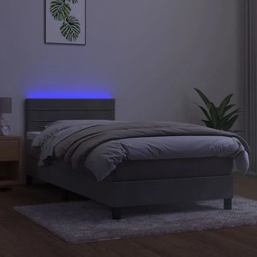 ΚΡΕΒΑΤΙ BOXSPRING ΜΕ ΣΤΡΩΜΑ &amp; LED ΑΝ.ΓΚΡΙ 90X190 ΕΚ. ΒΕΛΟΥΔΙΝΟ 3134435