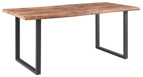 WOODWELL LIZARD 3D PAPER Τραπέζι 180x90cm, Μέταλλο Βαφή Μαύρο, Επιφάνεια Απόχρωση Dark Acacia 180x90x77cm ΕΜ838,Τ