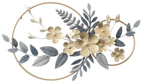 Wall decoration Shelly Inart metal in gold-blue shade 87x49,5x5 87x49.5x5 εκ.