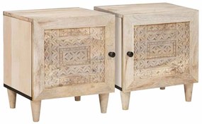 vidaXL Κομοδίνο 2 pcs Μπεζ 40 x 33 x 46 εκ. Μασίφ ξύλο μάνγκο