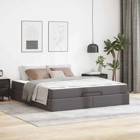 vidaXL Σκελετός κρεβατιού με στρώμα Άλλο 2 pcs Γκρι PVC