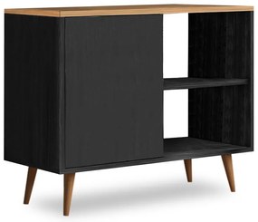 Κονσόλα - μπουφές μελαμίνης Luce Megapap χρώμα μαύρο antique - oak 80x35x66εκ.