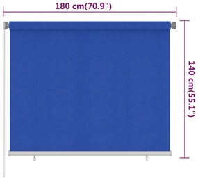 vidaXL Στόρι Σκίασης Ρόλερ Εξωτερικού Χώρου Μπλε 180 x 140 εκ. HDPE