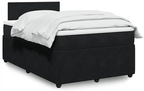 vidaXL Κρεβάτι Boxspring με Στρώμα Μαύρο 120x190 εκ. Βελούδινο