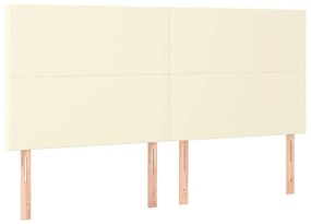 vidaXL Κρεβάτι Boxspring με Στρώμα Κρεμ 200x200 εκ. Συνθετικό Δέρμα