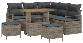 vidaXL Σετ Καναπέ Κήπου με μαξιλάρι 8 pcs Γκρι Πολυ ράταν