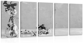 Εικόνα 5 μερών άνθους κερασιάς σε βάζο σε ασπρόμαυρο - 100x50