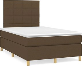 vidaXL Κρεβάτι Boxspring με Στρώμα Σκούρο Καφέ 120x200 εκ. Υφασμάτινο