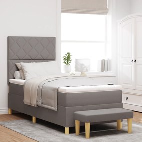 vidaXL Κρεβάτι Box Spring με Στρώμα & Πάγκο Ταμπά 90x200 cm Ύφασμα